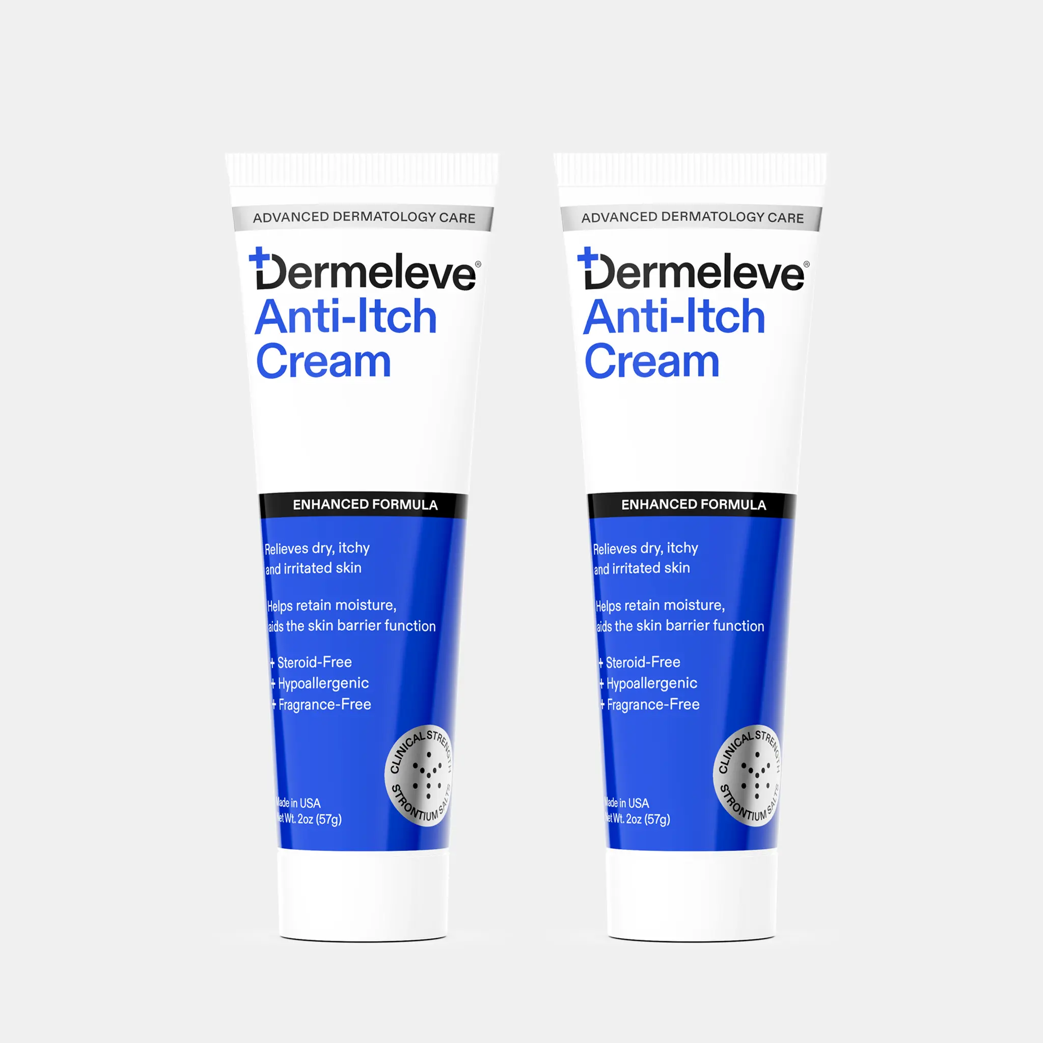 Dermeleve Anti-Itch Cream 2oz (2 pack). - Moisturizing Itch Relief Cream with Shea Butter, Hyaluronic Acid & Vitamins for Smooth Skin