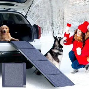Naudacaa Dog Ramp for Car, 63"L × 17"W Folding Portable Pet Stair Ramp with Non-Slip Rug Surface, Extra Wide Dog Steps for Medium & Large Dogs, 250LBS