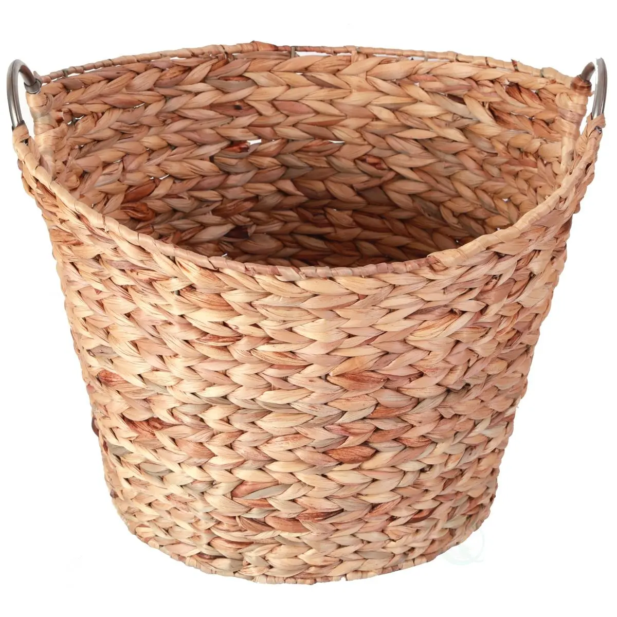 Vintiquewise QI003364.L Large Round Brown Water Hyacinth Wicker Laundry Basket - Durable, with Handle, Everyday Use Woven Storage Organizer, 14x17x16 in., Durable Laundry Baskets, With Handle Laundry Baskets