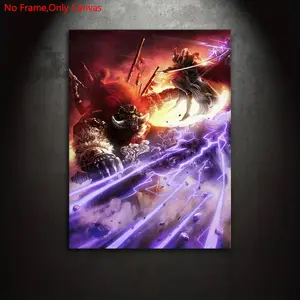 1 piece/set of frameless canvas painting print poster, classic vintage art, Starscourge Radahn against Malenia, perfect gift for video game lovers, ideal gift for bedroom, living room, kitchen, dormitory hallway, mural, wall decoration, room decoration