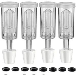 3- Airlock 4 Pack with 4 count #6 Stopper and 8 count Grommets, Fermentation Airlock   Kombucha Brewing Kit,Carboy Airlock FDA Transparency Upgraded