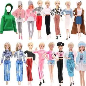 30cm Fashionable Doll Clothes Set, Casual Including Plush Jacket, Hoodie, Jeans, Doll Replacement Accessories, Stylish Doll Clothes, Doll Clothes Outfit, Doll Clothing Set