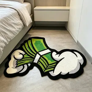 Unique Cartoon Money Shape Irregular Design Rug, Soft Washable Carpet for Living Room Bedroom, Creative Artistic Home Decor, Perfect Gift for Friends