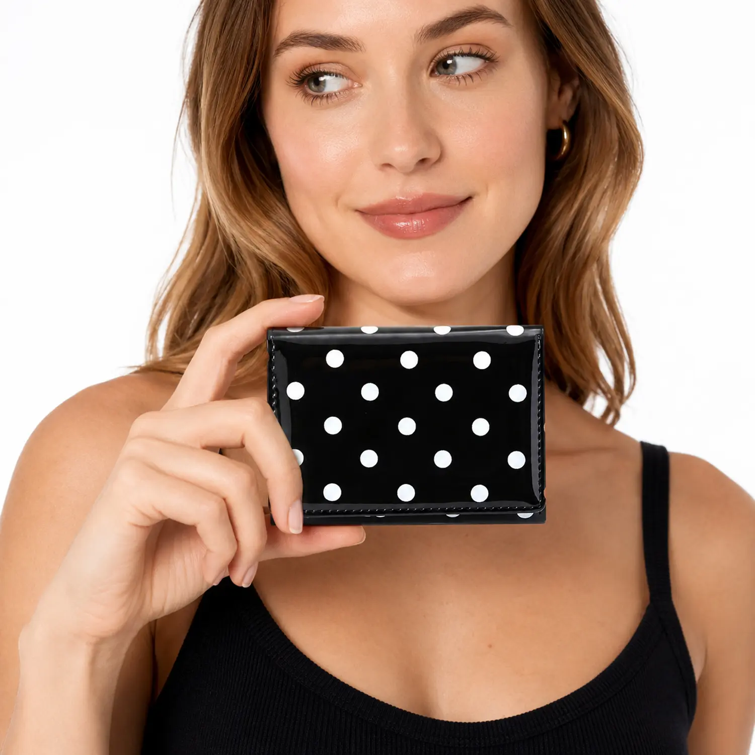 Polka Dots Leather Wallets for Women, Girls Cute RFID Blocking Small Trifold Wallet with ID Window for Girls and Ladies Womens Wallet Aesthetic Card Holder,Daily Use