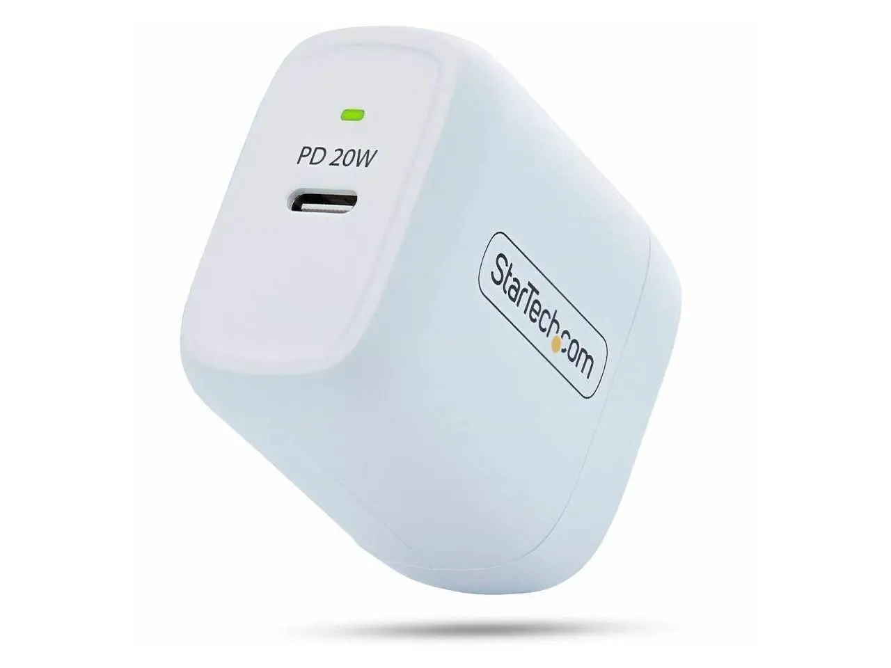 StarTech 20W USB-C Wall Charger - Portable Charger with USB Power Delivery Fast Charging - 5V/9V PD - USB-C Charger - White - 102NW-WALL-CHARGER