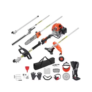 VEVOR 33CC 6-in-1 Multi-Functional Trimming Tools, Gas Hedge Trimmer, Weed Eater, String Trimmer, Brush Cutter, Edger, Pole Saw Chainsaw Pruner with Extension Pole