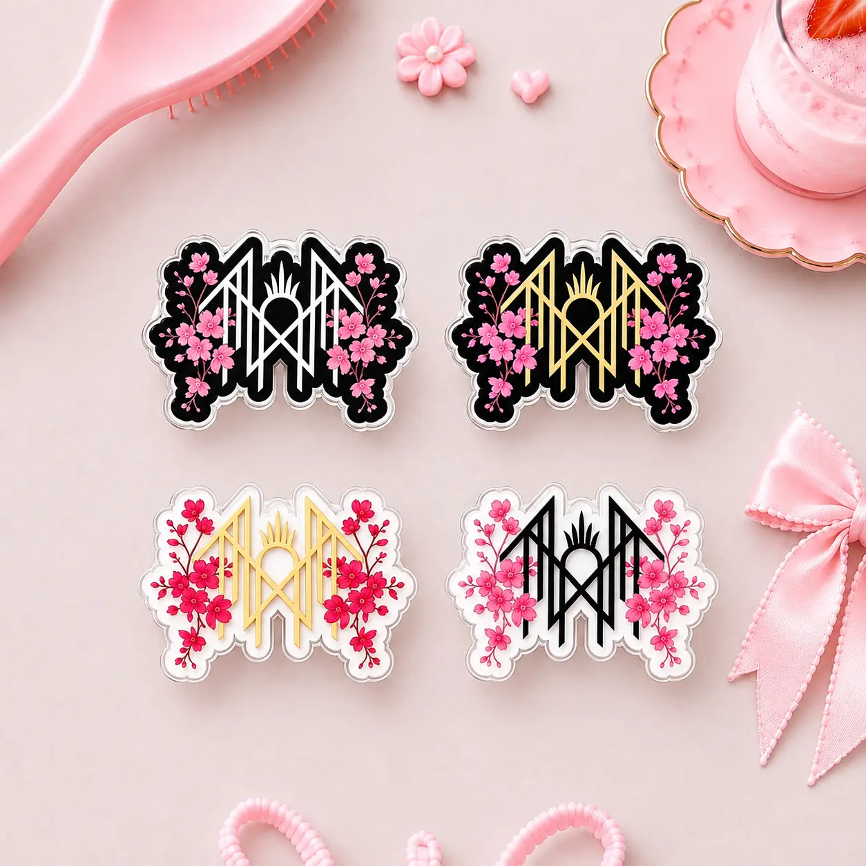 Gothic Floral Emblem Phone Grip Sleep token| Dark Cherry Blossom Aesthetic Fan Gift for Gothic Music Lovers