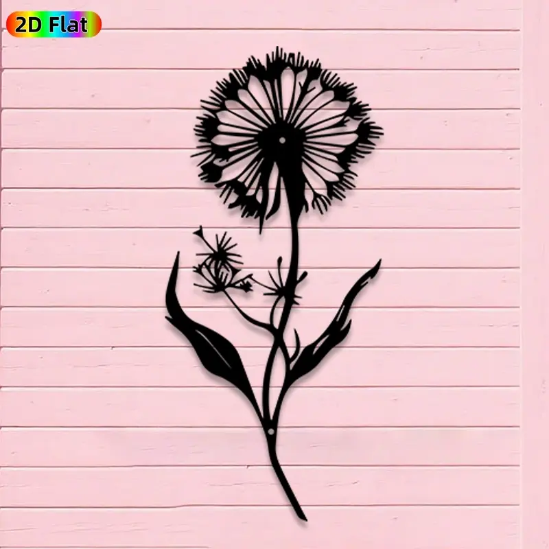 1pc Romantic Dandelion Metal Wall Art, Modern Minimalist Design, Aesthetic Wall Decor, Vintage Design, Romantic Dandelion Statue Mural, Iron Craft, Perfect for Bedroom Decor, Engraving, Artistic Metalwork, Valentine's Decor, Ideal Gift for Nature Lovers