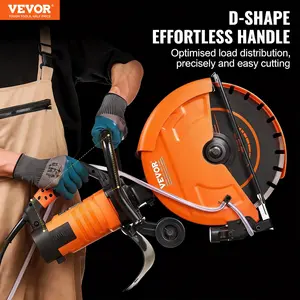 VEVOR Electric Concrete Saw, 16 in, 3200 W 15 A Motor Circular Saw Cutter with Max. 6 in Adjustable Cutting Depth, Wet Disk Saw Cutter Includes Water Line, Pump and Blade, for Stone, Brick