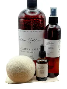 Old Hickory Lake Soap Co. Golden Goddess Luxury Household Laundry Bundle Pack - Concentrated, Scented Household Laundry Detergent Bottles, Concentrated Laundry Detergent