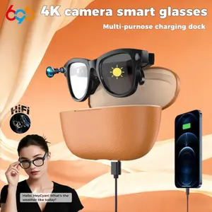 Nerunsa 2026 Ultra 4K Smart Wearable Camera Glasses, Ai Photo Recognition, Real-Time Translation, Charging Case as Power Bank, Bluetooth-compatible Calls, Music Play
