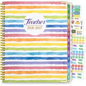 Teacher Planner 2026-2027 July 2026 to June 2027 Academic Year 8.5" x 11" Lesson Planner Book for Teachers with Colorful Tabs Hardcover Color Stripe