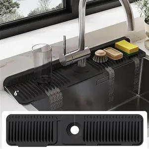 1 piece, kitchen sink drip mat for faucet splash guard, sink protector for kitchen sinks, backsplash mat for the kitchen sink area, 23.7 x 5.5 inches / 60 x 14 cm, longer silicone faucet protector and drain mat