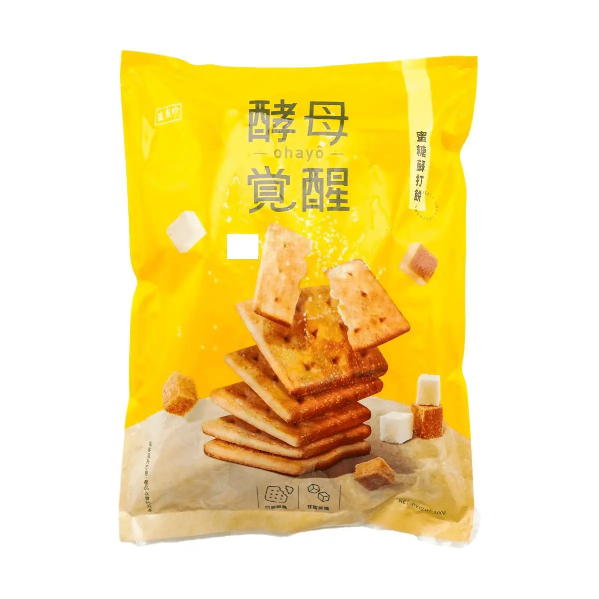 TRIKOFOODS Taiwan Honey Soda Crackers - Yeast Awakened, 300g Pack - Light & Crispy Snack for Tea Time