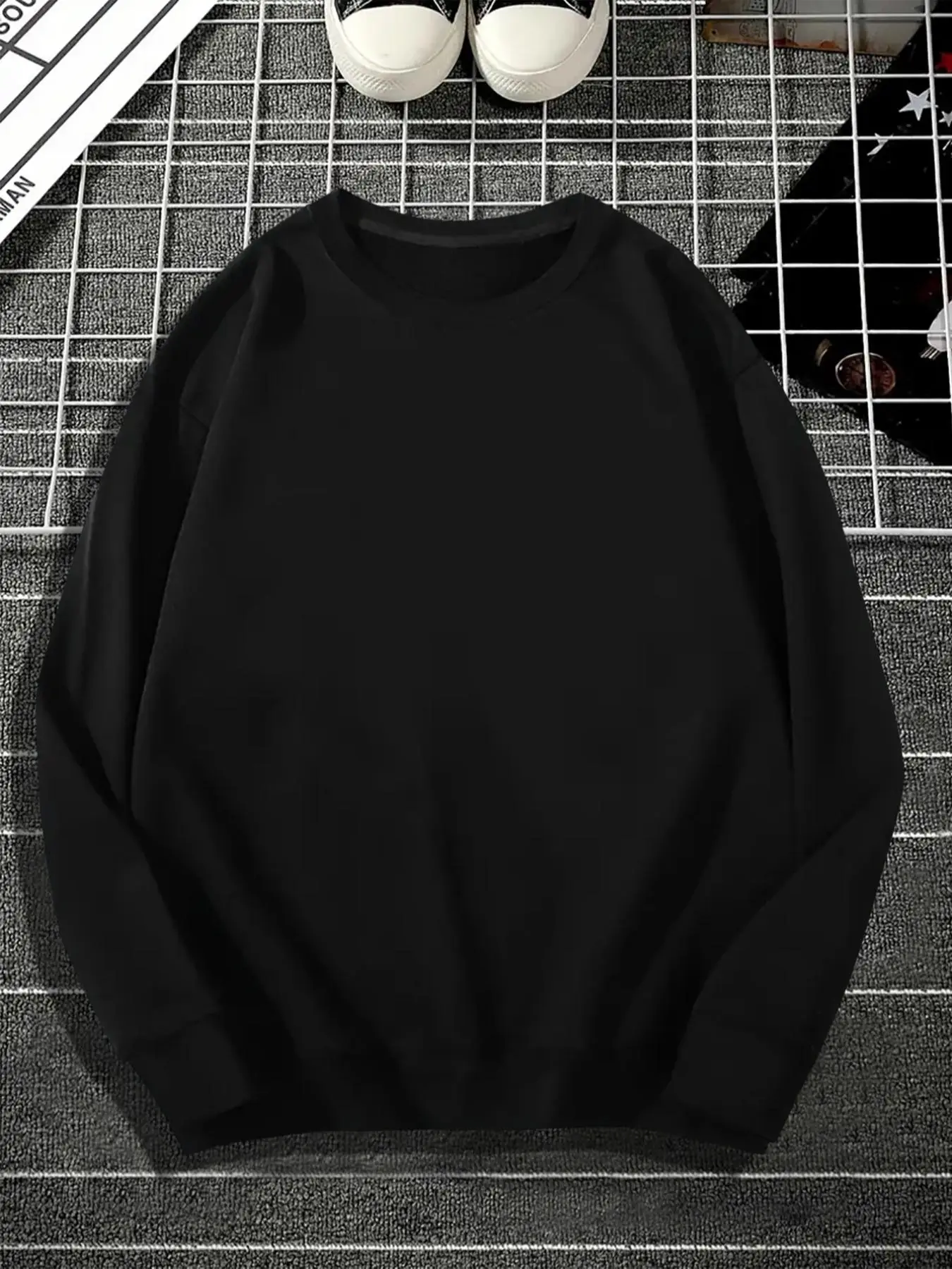 Men's Crewneck Essentials Sweatshirt, Trendy Pullover Top for Spring & Fall, Drippy Outfits, Going Out Outfit, Lazy School Outfit, Plz Purchase A Size