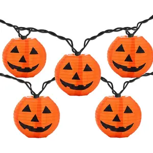 Halloween Pumpkin Lantern Lights Outdoor, 8.5Ft Plug in Orange Halloween Decorations String Light with 10 LED Jack O’ Lantern Lights, Hanging Fairy Lights Waterproof for Yard Party Patio Garden Window
