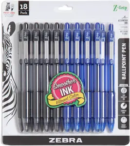 Zebra Pen Z-Grip Retractable Ballpoint Pen, Medium Point, Assorted Business Colors, 18-Pack, Model Number: 22018amz