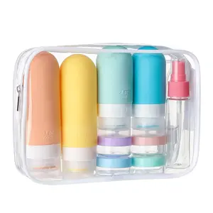 16 Pack Travel Bottles Set - TSA Approved Leak Proof Silicone Squeezable Containers for Toiletries, Conditioner, Shampoo, Lotion & Body Wash Accessories (16 pcs/Black Pack)