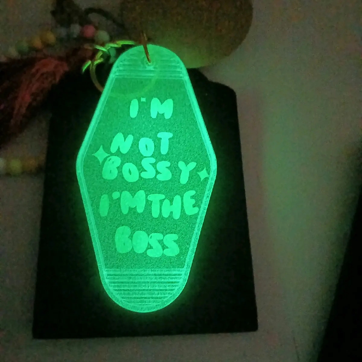 Customized Glow in the Dark Keychain - Personalized Handmade Accessory acrylic keychains motel keychains
