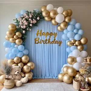 Elegant Light Blue High Elastic Background Curtain, Birthday Party Decorations, Party Decoration Supplies, 100% Polyester Fiber, Multi-Size Options, Perfect for Weddings, Birthdays, Holidays