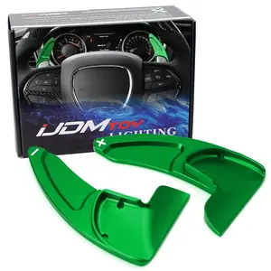 iJDMTOY Bright Green CNC Billet Aluminum Large Paddle Extensions For Challenger Charger Durango, Grand Cherokee, 300/300C