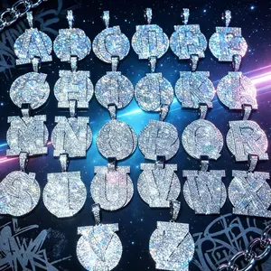 M2-2003 Iced Out Custom Bubble Initial Pendants with Cubic Zirconia & Rhinestone Decoration for Personalized Jewelry summerwins