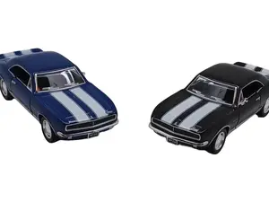 5" Long Camaro with Stripes Rubber Tires Doors Open and Close Pullback