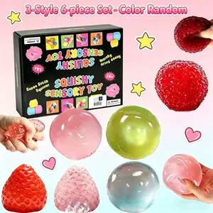 6-piece set - new cute strawberry shaped maltose candy squeeze toy+waxberry shaped maltose candy squeeze toy, Squishy Sensory Fidgets, with soft material and slow rebound effect, suitable as a birthday gift or holiday gift.