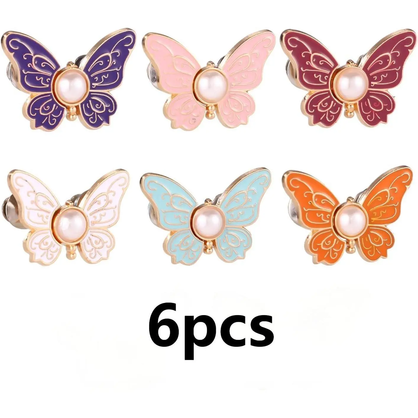 Women's 6PCS Butterfly Waist Tighteners - AdjustableButton Clips, No-Sew Home Supplies, Easy-AttachAccessory for Loose Jeans, Skirts & Oversized Clothes,Perfect Fix for Home & Outings, Durable Elastic Design,Keep Your Fit Flawless