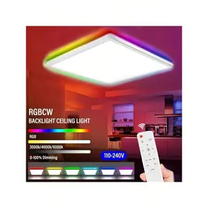 [RGBW Ceiling Light] 24W RGBW Color Changing LED Square Ceiling Light | 85V-265V, Ceiling Mount, IR Remote Control, For Bedroom, Living Room, Game Room, Party - No Battery Required