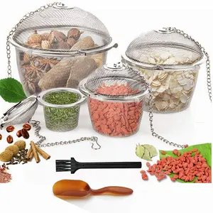 4 Size Stainless Steel Tea Strainer Infuser Tea Ball Locking Ball Tea Spice Mesh Herbal Ball Cooking Tools with Chain