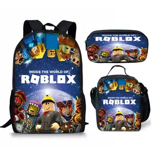 2026 new roblox three-piece pen bag cartoon anime meal bag large capacity wear-resistant breathable school bag spine protection school bag