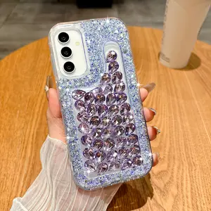 3D Bling Diamond Crystal Glitter Protective Phone Case Casing Protector For Samsung A06 A07 A17 A16 A26 A36 A56 A14 A24 A34 A54 A05 A05s A15 A35 A55 A52s A52 S21 S22 S23 FE S24 Ultra 5G Cover Accessories