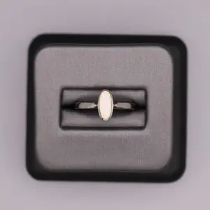 Sterling Silver Stone Ring - Skinny Oval Opal Design