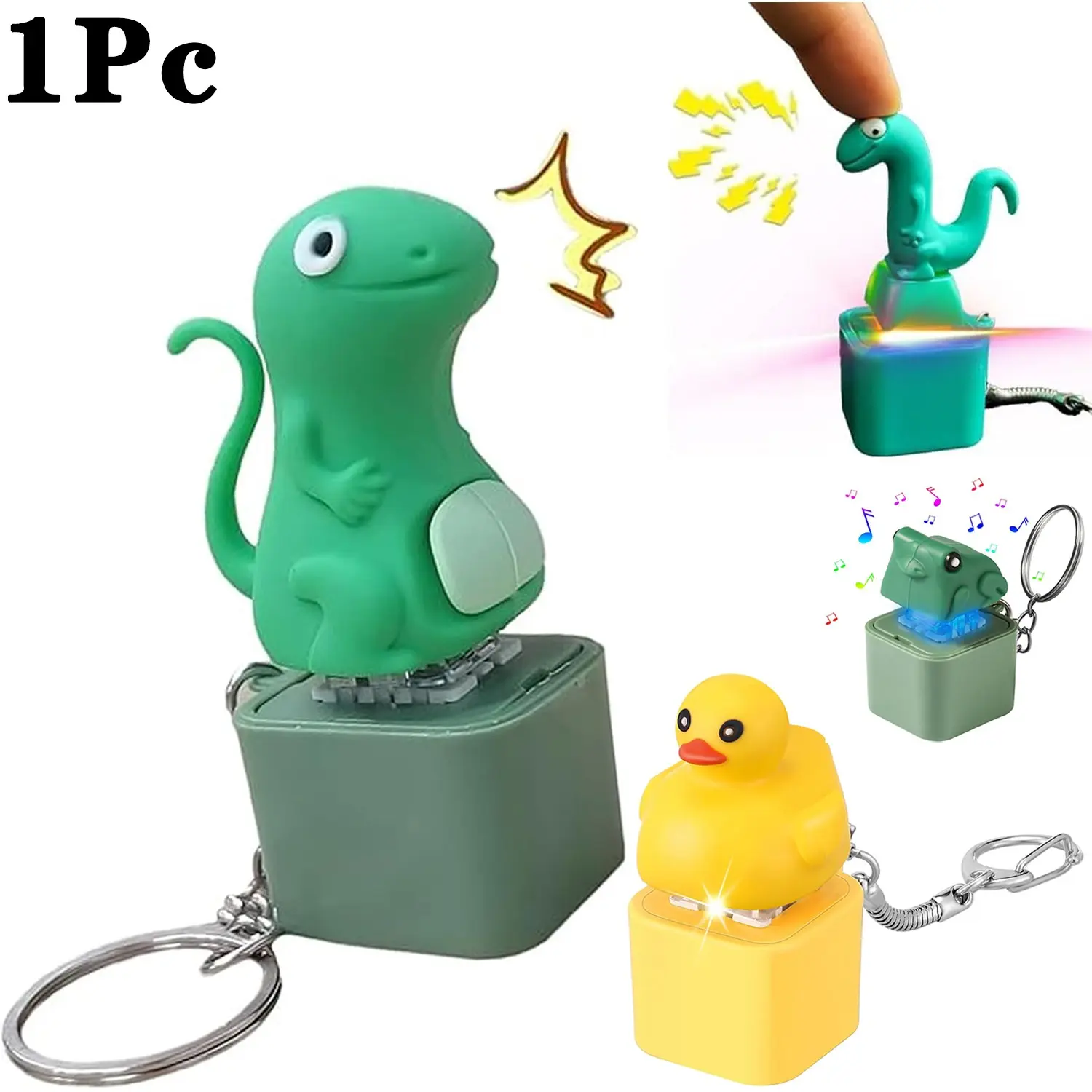 Glowing Keyboard Fidget Toy, Rechargeable Stress Relief Keychain, Sound Producing Fidget Button, Lizards Frogs Ducks Design, Portable Keychain Light, Cool Keychains, Sensory Fidget Keychain, Trendy Cute Keychain, Cute Keychain, Fidget Keyring