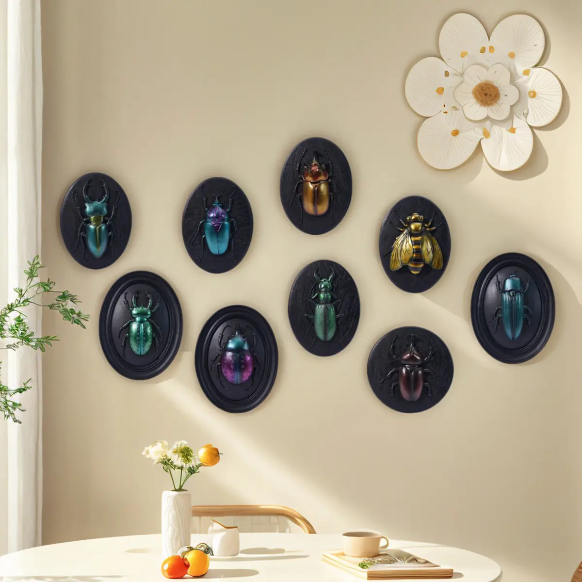 Resin Bug Series Wall Picture Decor, Multiple Styles Available, Oval Frame, Perfect for Insect Party Decoration, Modern Home Decor, Modern Art Design, Modern Cool Design, Collector Gift, Decoration Items
