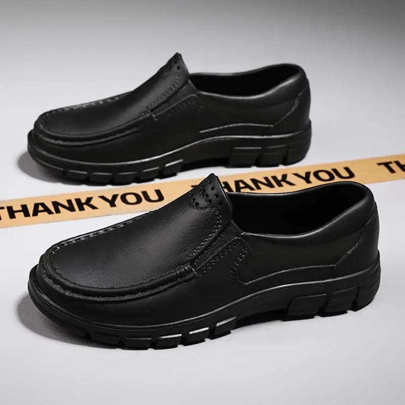 Men's Casual Solid Color Slip on Slides, Slip on Style, Waterproof & Non-slip Chef Shoes, Comfortable Breathable Slippers for Kitchen Work, Flat Footwear, Durable Casual Shoes