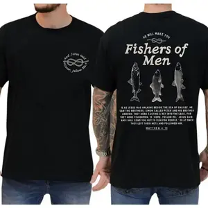 valentine shirts Fishers of Men - Matthew 4:19 Jesus T-Shirt Washed ,Bible Verse Clothing , Religious Apparel , Inspirational T-shirt Church Outfit Gym Pump Cover Back To School Outfits Gift for Christians