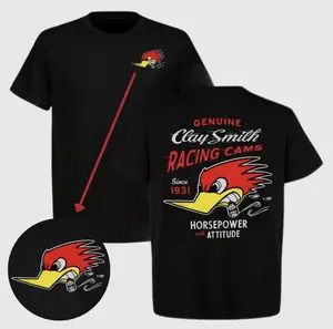 Clay Smith Racing Cams T-Shirt – Since 1931 Woodpecker Graphic Tee for Car Lovers & Racing Fans, Casual Menswear Top, Great Gift Idea for Father's Day