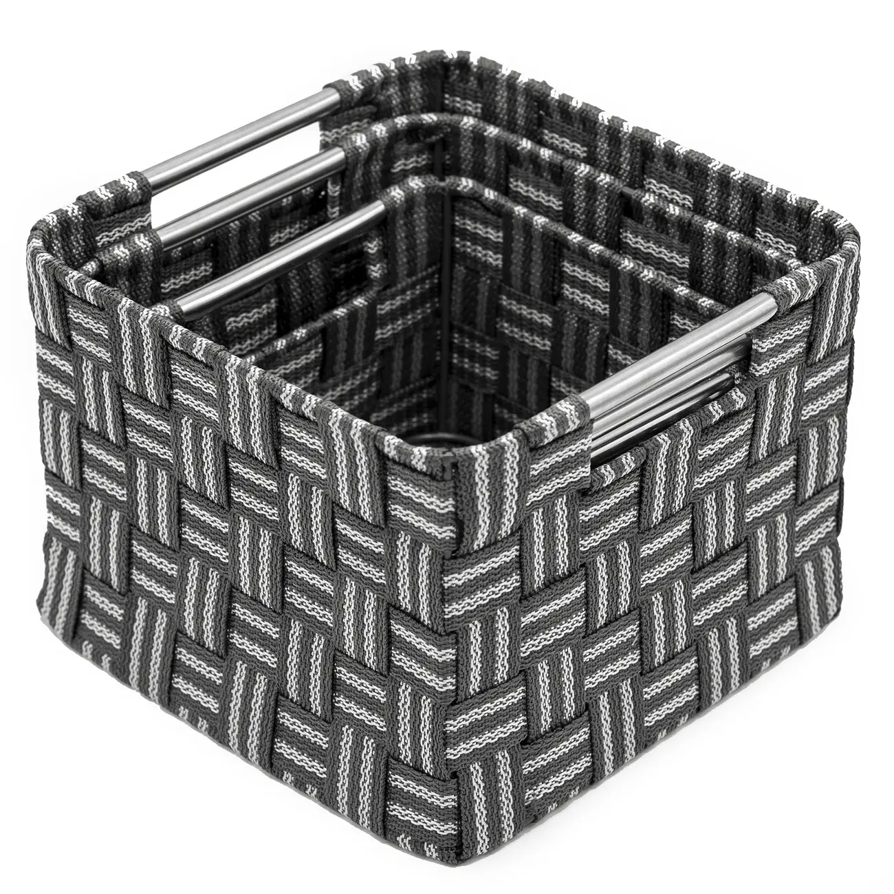 Sorbus 3-Pc Rectangular Double Woven Stainless Steel Basket Bin Set, Decorative Home Organiser for Beauty, Garage, Books Storage