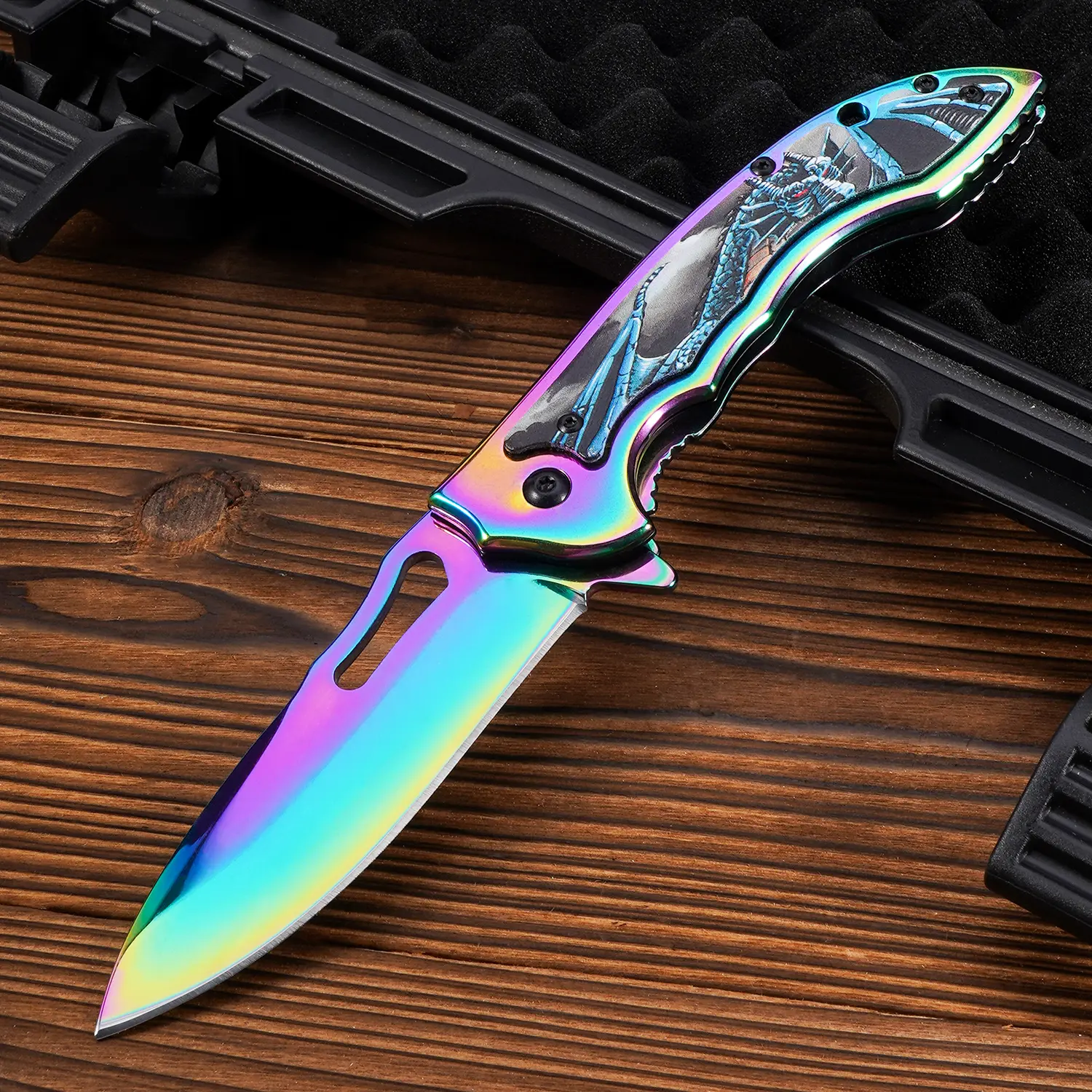 Men's Tactical Fighting Folding Knife with Colorful Blade - Quick-Open Pocket Knife with Clip for Outdoor Survival, Camping, EDC Gear, Knives