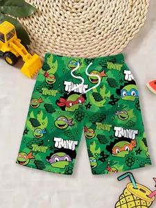 Boys' beach pants Trunks "Teenage Mutant Ninja Turtles Summer Style" with drawstring design + multi-character Ninja Turtles prints, skin-friendly and breathable. The sense of security is fully enhanced for summer vacation / parent-child swimming outfits~