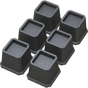 Bed Risers 3 Inch Heavy Duty Bed Elevators, Set of 6 Lifts Up 3,000 lbs Furniture Riser for Sofa and Table, Black