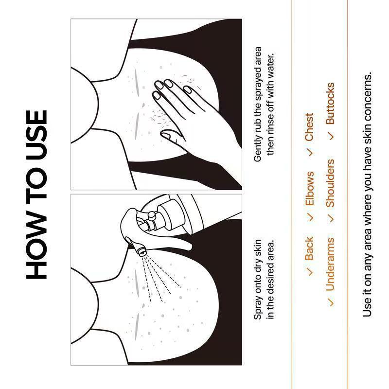 Peel Shot KeratinCare Kojic Acid Turmeric Spray 200ml, Niacinamide ， Soften Keratin, Improve Skin Texture, Pore Cleansing Exfoliating Formula, Gentle Body Moisturizing, Skin Repair Scrub, Suitable for All Skin Types