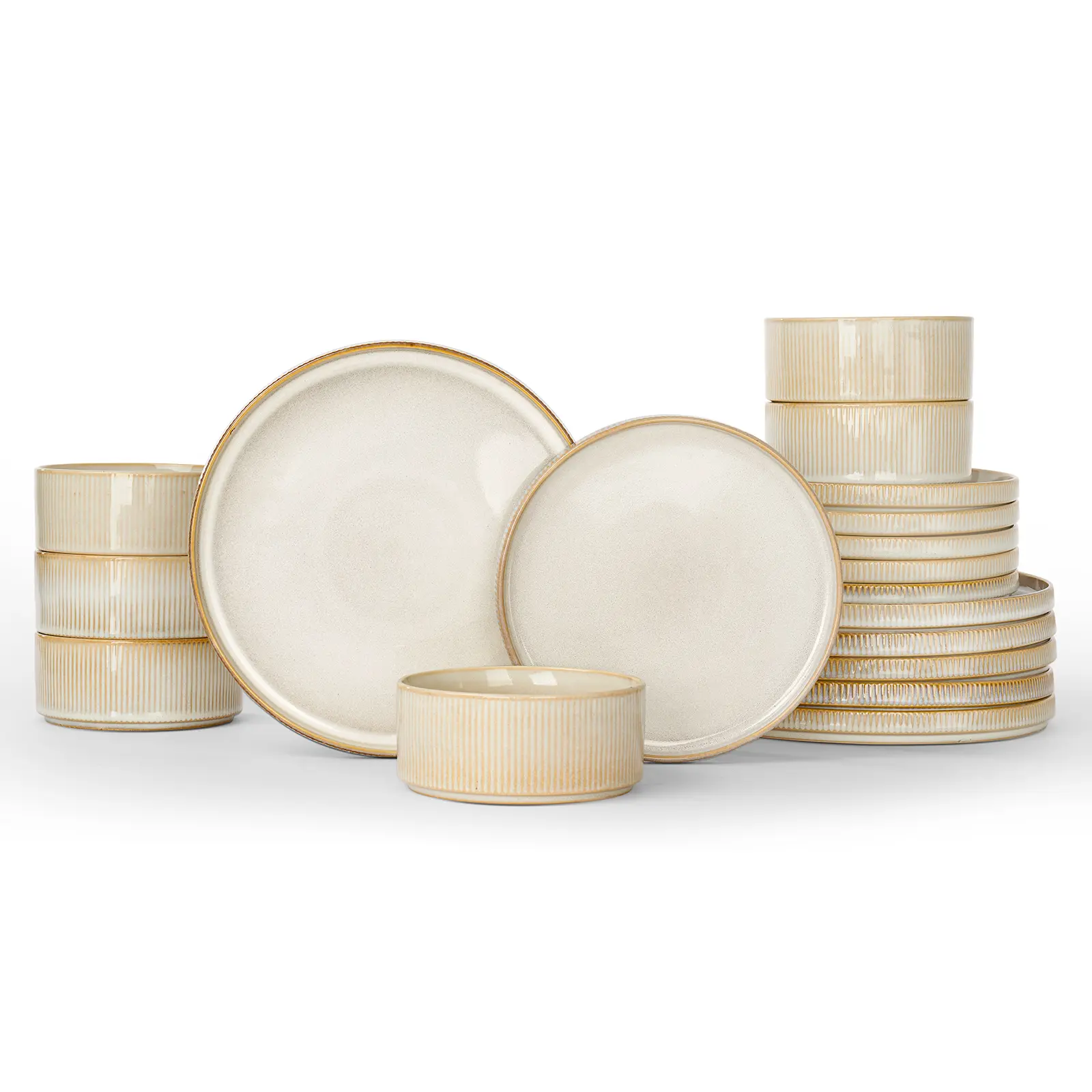 Famiware Star Dinnerware Set for 6, Stoneware Plates and Bowls Sets, 18 Piece Dishes/Tableware/Dinner Set Kitchenware Ceramics