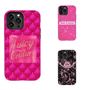 Juicy Couture Hot Pink Studded Case, Retro Luxury Protective CoverSuitable for iPhone 17/16/15/14/13/12/11 Pro Max/Plusand Samsung Galaxy S23-25