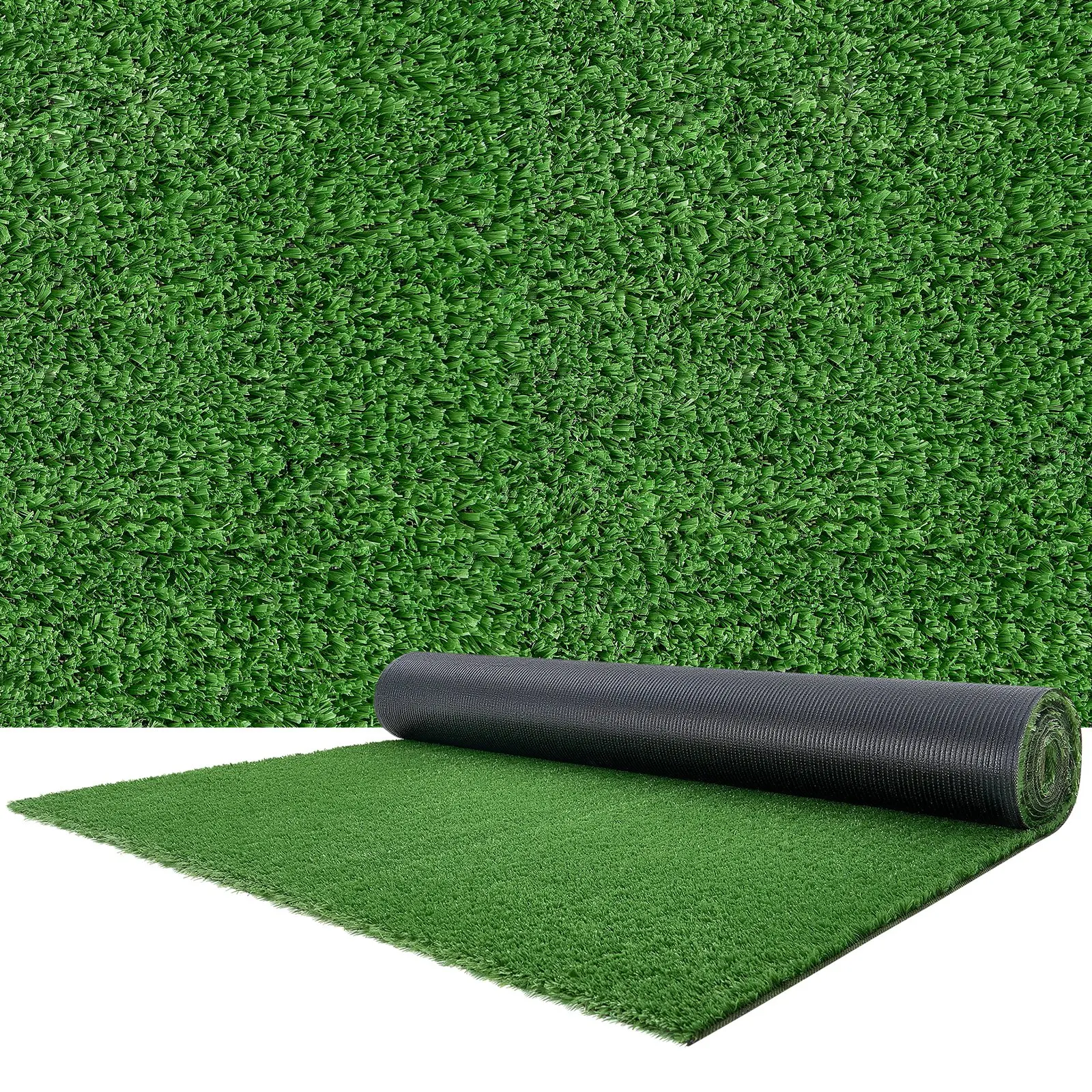 【DealsForYouDays】VEVOR Artificial Grass, 10 x 3 ft Fake Grass Turf Rug, 0.6 in Pile Height Realistic Synthetic Lawn Carpet Roll Mat, Easy Clean Drainage Holes for Patio, Garden, Balcony, Outdoor Indoor Decor, Green
