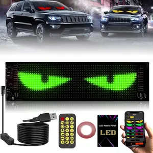 Devil Eyes Light for Cars 14.68x3.6 inch LED Eyes for Car Windshield Programmable LED Sign Controlled by Remote Control & Bluetooth APP Suitable for Cars SUVs & Trucks