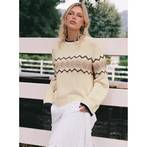 Madalynn Knit Graphic Jumper Beige