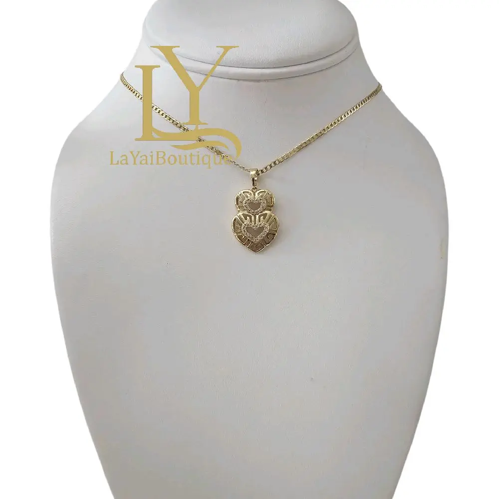 LaYaiBoutique #1699 collar colgante de corazón oro laminado 14k alta calidad